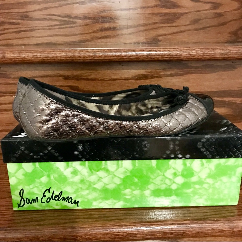 SAM EDELMAN Calypso Boa Ballet Flats Pewter 8.5 - Picture 4 of 6